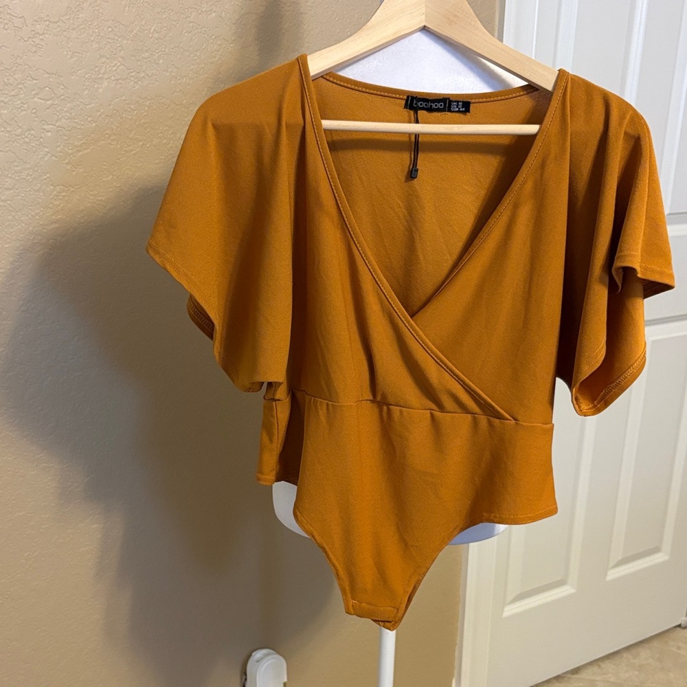 Boohoo Amber Wrap Bodysuit Top,‎ Size 12, NWOT